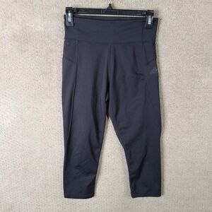 Adidas Pants Womens S‎ Black Capri Leggings Climalite Athletic Yoga Workout